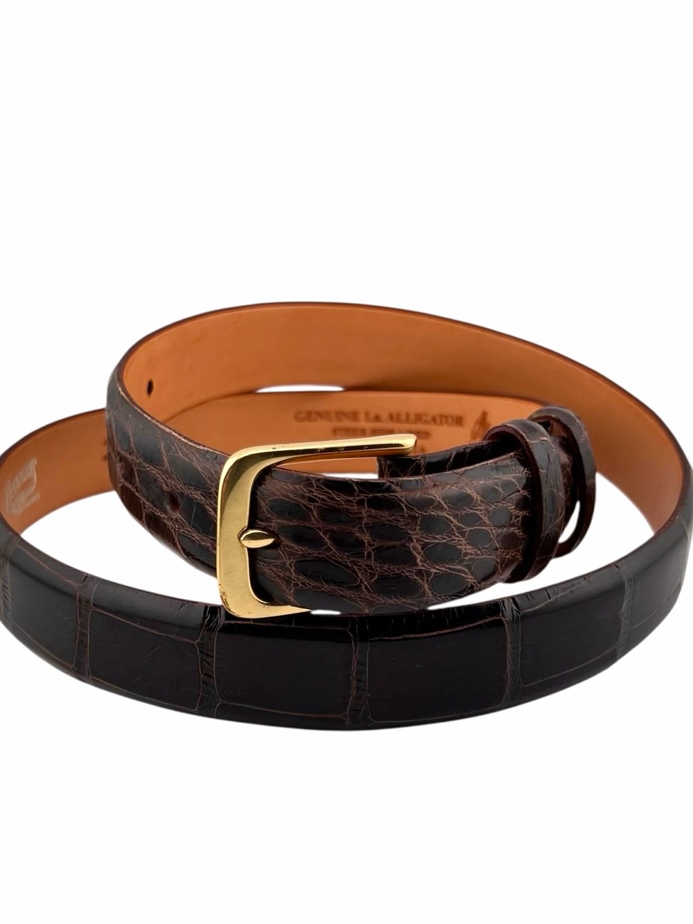 Wehmeier's Vintage Genuine Alligator Belt Womens 32 NWOT 1" Brown Gold Buckle